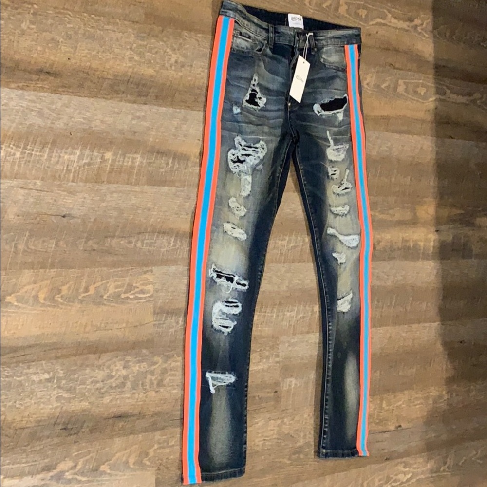 BRAND NEW MACKEEN-Willie- Blue with orange stripe